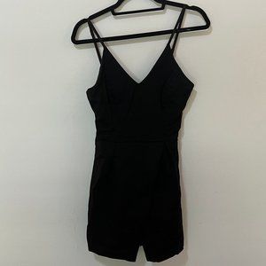 GB Gianni Bini Black Spaghetti Strap V Neck Dress (Medium)